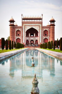 Adjoining building, entrance, reflection, the Taj Mahal, mausoleum, India, Agra, Uttar Pradesh Adjoining building, entrance, reflection, the Taj Mahal, mausoleum, India, Agra, Uttar Pradesh