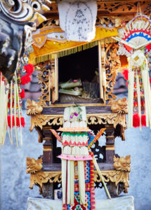 Offerings, house temple of the family, close-up, reportage, traditional wedding, Bali, Indonesia, Asia Offerings, house temple of the family, close-up, reportage, traditional wedding, Bali, Indonesia, Asia