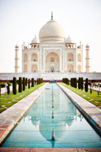 The Taj Mahal, reflection in the water, mausoleum, India, Agra, Uttar Pradesh The Taj Mahal, reflection in the water, mausoleum, India, Agra, Uttar Pradesh