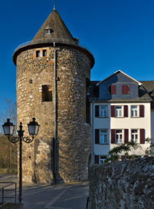 Europe, Germany, Hesse, Lahn-Dill-Kreis, Lahn-Dill-Bergland, Wetzlar, Säuturm at the old city wall near Avignon-Anlage Europe, Germany, Hesse, Lahn-Dill-Kreis, Lahn-Dill-Bergland, Wetzlar, Säuturm at the old city wall near Avignon-Anlage