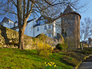 Europe, Germany, Hesse, Lahn-Dill-Kreis, Lahn-Dill-Bergland, Wetzlar, Säuturm at the old city wall near Avignon-Anlage Europe, Germany, Hesse, Lahn-Dill-Kreis, Lahn-Dill-Bergland, Wetzlar, Säuturm at the old city wall near Avignon-Anlage