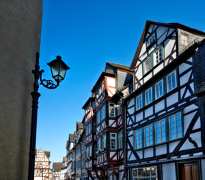 Europe, Germany, Hesse, Lahn-Dill-Kreis, Lahn-Dill-Bergland, Wetzlar, Schillerplatz, half-timbered houses Europe, Germany, Hesse, Lahn-Dill-Kreis, Lahn-Dill-Bergland, Wetzlar, Schillerplatz, half-timbered houses