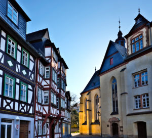 Europe, Germany, Hesse, Lahn-Dill-Kreis, Lahn-Dill-Bergland, Wetzlar, Schillerplatz, Jerusalemhaus, Untere Stadtkirche (former Franciscan monastery), music school Europe, Germany, Hesse, Lahn-Dill-Kreis, Lahn-Dill-Bergland, Wetzlar, Schillerplatz, Jerusalemhaus, Untere Stadtkirche (former Franciscan monastery), music school