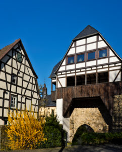 Europe, Germany, Hesse, Lahn-Dill-Kreis, Lahn-Dill-Bergland, Wetzlar, half-timbered houses on Ludwig-Erk-Platz Europe, Germany, Hesse, Lahn-Dill-Kreis, Lahn-Dill-Bergland, Wetzlar, half-timbered houses on Ludwig-Erk-Platz