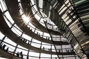 People in the dome of the Reichstag building, Berlin, Germany People in the dome of the Reichstag building, Berlin, Germany