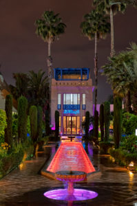 Arabic garden, Hotel Marriott Le Méridien N'Fis, Marrakech, Morocco, night, lighting Arabic garden, Hotel Marriott Le Méridien N'Fis, Marrakech, Morocco, night, lighting