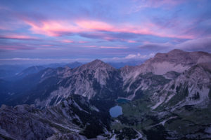 View of the Soiernseen at dusk from the Schöttelkarspitze View of the Soiernseen at dusk from the Schöttelkarspitze