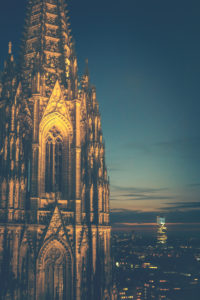 The Cologne Cathedral. Even at night an impressive, Gothic building. - Editorial use only.