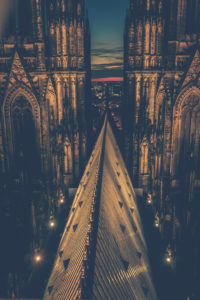 The Cologne Cathedral. Even at night an impressive, Gothic building. - Editorial use only.