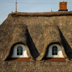 Thatched roof, thatched roof, with thatched roof in Northern Germany, close-up Thatched roof, thatched roof, with thatched roof in Northern Germany, close-up