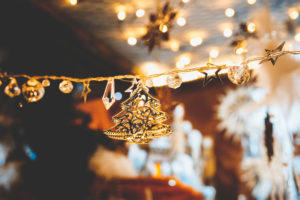 A poinsettia - decoration on the Christmas market