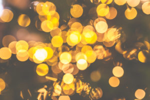 Warm lighting for party or Christmas with lens flares and blur, template