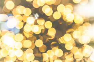 Warm lighting for party or Christmas with lens flares and blur, template