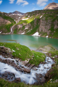 Brook, mountain lake, Albitzenspitz, Spielmann (mountain), snow, High Tauern national park, Austria Brook, mountain lake, Albitzenspitz, Spielmann (mountain), snow, High Tauern national park, Austria