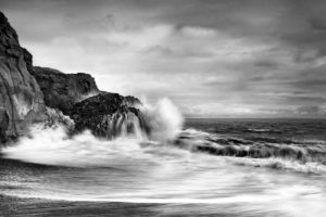 Coast, waves, rocks, the Atlantic, Iceland, b/w, Coast, waves, rocks, the Atlantic, Iceland, b/w,