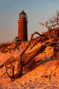 Lighthouse at 'Darsser Ort', northern point of the Fischland-Darss-Zingst Peninsula, Baltic Sea Lighthouse at 'Darsser Ort', northern point of the Fischland-Darss-Zingst Peninsula, Baltic Sea