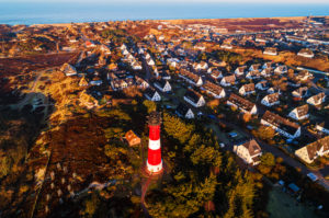 Aerial view (approved drone photograph) of Hörnum, Sylt Island with the lighthouse Aerial view (approved drone photograph) of Hörnum, Sylt Island with the lighthouse