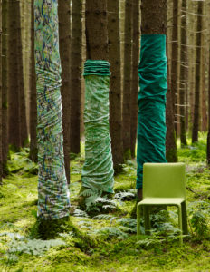 Green fabrics and decoration in the forest Green fabrics and decoration in the forest