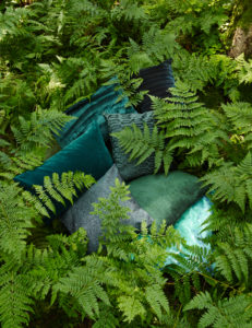 Green fabrics and decoration in the forest Green fabrics and decoration in the forest