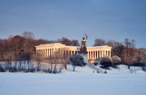 Germany, Bavaria, Upper Bavaria, Munich, Theresienwiese, Hall of Fame with bronze statue Bavaria Germany, Bavaria, Upper Bavaria, Munich, Theresienwiese, Hall of Fame with bronze statue Bavaria