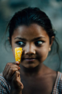 An Indian girl shows me a shard that she just found An Indian girl shows me a shard that she just found