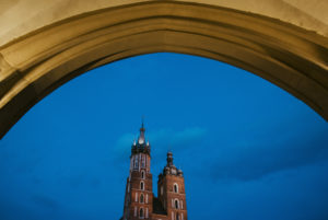 At the Polish Cloth Hall and the Basilica in the center of Krakow, Poland At the Polish Cloth Hall and the Basilica in the center of Krakow, Poland