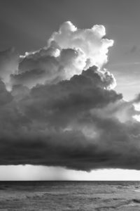 thundercloud over ocean, Sri Lanka, black-and-white thundercloud over ocean, Sri Lanka, black-and-white