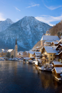 Austria, Salzkammergut, Gmunden, Hallstat, View of the town in Winter Austria, Salzkammergut, Gmunden, Hallstat, View of the town in Winter