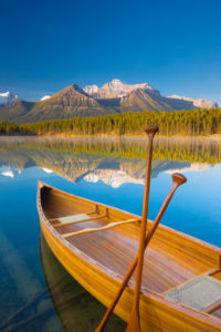 Canada, Alberta, Banff National Park, Herbert Lake, Cedar Strip Canoe Canada, Alberta, Banff National Park, Herbert Lake, Cedar Strip Canoe