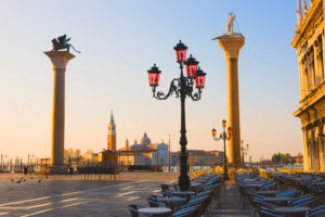 Saint Mark's Square with the church of Saint George Major in the distance, Venice, Italy Saint Mark's Square with the church of Saint George Major in the distance, Venice, Italy