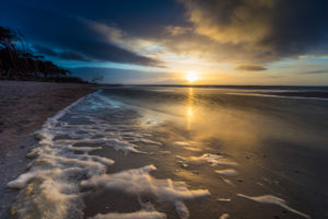 Baltic Sea at evening light and long exposure, setting sun Baltic Sea at evening light and long exposure, setting sun