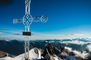 Gipfelkreuz Oberaarhorn, Berner Alpen, Schweiz, Gipfelkreuz Oberaarhorn, Berner Alpen, Schweiz,