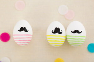 three Easter eggs with beard, colourful three Easter eggs with beard, colourful