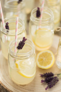 Mason Jars, lavender, lemons, tree slice Mason Jars, lavender, lemons, tree slice