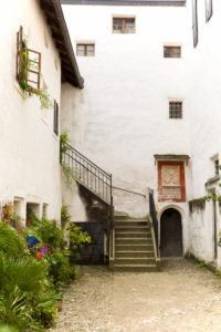 Inner courtyard, stairs, iron door, plants, facade Inner courtyard, stairs, iron door, plants, facade