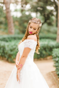 Bride, wedding, garden, young woman, wedding dress, park, looking down Bride, wedding, garden, young woman, wedding dress, park, looking down