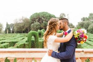 Wedding, newlyweds, young adults, diversity, love, garden, kissing, view Wedding, newlyweds, young adults, diversity, love, garden, kissing, view