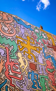 Keith Haring, Mauer, Graffiti, Gemälde, Pisa, Toskana, Italien Keith Haring, Mauer, Graffiti, Gemälde, Pisa, Toskana, Italien