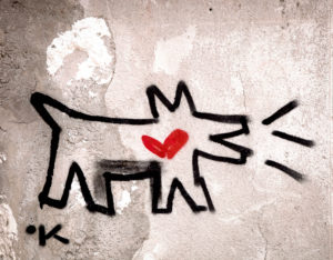 Keith Haring, Mauer, Graffiti, Hund, Pisa, Toskana, Italien Keith Haring, Mauer, Graffiti, Hund, Pisa, Toskana, Italien