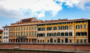 Panorama, Fluss Arno, Häuser, Pisa, Toskana, Italien Panorama, Fluss Arno, Häuser, Pisa, Toskana, Italien