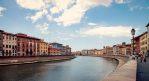 Panorama, Fluss Arno, Häuser, Pisa, Toskana, Italien Panorama, Fluss Arno, Häuser, Pisa, Toskana, Italien