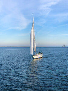 Kappeln, sailboat, Baltic Sea, coast, sea, Schlei, horizon, Maasholm, northern Germany, sailing, Schleswig-Holstein, Germany