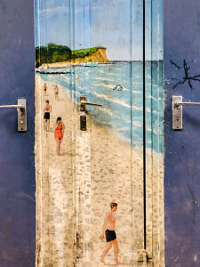 Sierksdorf, Baltic Sea, painting, beach life, landscape, sea, horizon, district Ostholstein, Northern Germany, water, Bay of Lübeck, Schleswig-Holstein, Germany