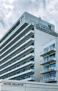 Hotel Seeschlösschen, Hotel Bellevue, Timmendorfer Strand, Baltic Sea, architecture, house, high-rise, anonymous, hotel, Ostholstein district, northern Germany, balcony, Bay of Lübeck, Schleswig-Holstein, Germany
