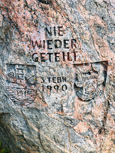 Travemünde, memorial stone at the former border to the GDR, Priwall, stone, memorial stone, remembrance, Baltic Sea, Hanseatic city of Lübeck, northern Germany, border, Bay of Lübeck, Schleswig-Holstein, Germany