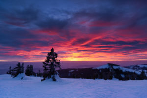 Sunset at the Großer Arber, on the right the small Arber, in the Bavarian forest Sunset at the Großer Arber, on the right the small Arber, in the Bavarian forest
