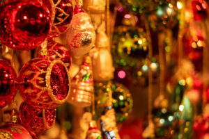 colorful shiny Christmas balls at the Munich Christkindlmarkt colorful shiny Christmas balls at the Munich Christkindlmarkt