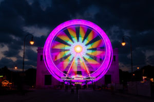 Ferris wheel at the Königsplatz in Munich, at the blue hour under the motto "Summer in the city" events Ferris wheel at the Königsplatz in Munich, at the blue hour under the motto "Summer in the city" events