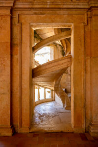 Portugal, Tomar, Santarém district, UNESCO World Heritage Site Convento de Cristo (Convent of Christ), castle and monastery of the Knights Templar, spiral staircase Portugal, Tomar, Santarém district, UNESCO World Heritage Site Convento de Cristo (Convent of Christ), castle and monastery of the Knights Templar, spiral staircase