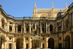 Portugal, Tomar, District of Santarém, UNESCO World Heritage Site Convento de Cristo (Convent of Christ), Castle and Monastery of the Knights Templar, Great Cloister of Diogo do Torralva Portugal, Tomar, District of Santarém, UNESCO World Heritage Site Convento de Cristo (Convent of Christ), Castle and Monastery of the Knights Templar, Great Cloister of Diogo do Torralva